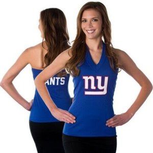 New York Giants All Sport Couture NFL Women’s Large Blue Halter Top Shirt